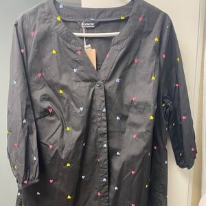 BloomChic Black Shirt with Heart Details